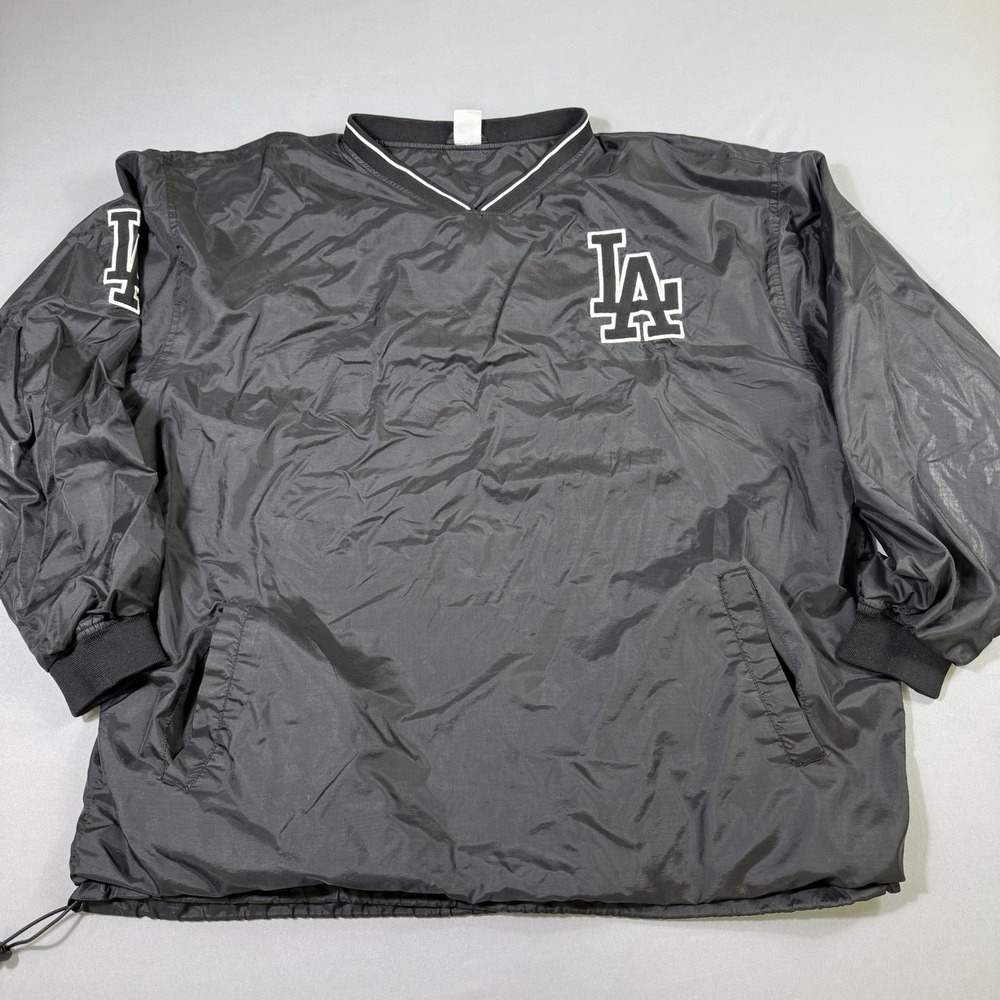 VTG Russell Athletic Los Angeles Dodgers Pullover Windbreaker Mens 3XL Black